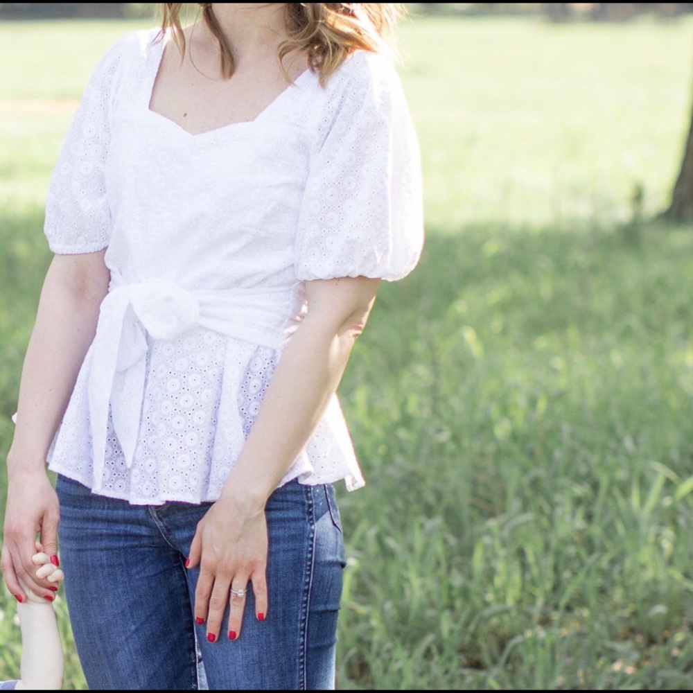 Size S Sugar Lips white eyelet tie top